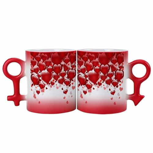 ducanll Juego de 2 tazas de café románticas de dibujos animados con asa, regalos para mujer, regalos del día de San Valentín, regalos de boda, regalos de elefante blanco para adultos