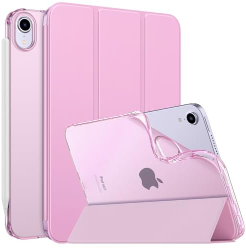 MoKo Cover Compatibile con Nuovo iPad Mini 7 (A17 PRO) 2024 e 6a Generazione 2021, Custodia TPU Posteriore per iPad Mini 6/7 (8,3 Pollici), Fiore Rosa