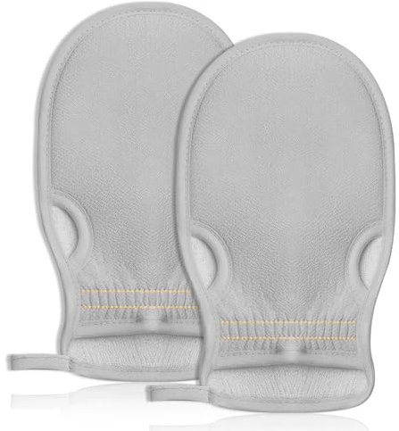 Set di 2 Guanti Esfolianti per Corpo e Viso con Ventose - Fibra di Bambù di Alta Qualità - Test Dermatologico Eccellente - Ideale per Sauna, Bagno Turco e Peeling Corpo