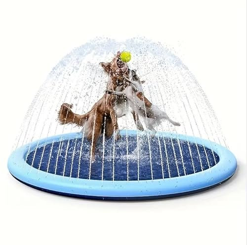 Piscina para Perros Grandes tapete de Juego para Perros, Piscina para niños Piscina Plegable para Perro Antideslizante Plegable y Portátil de PVC (Azul, 150CM)