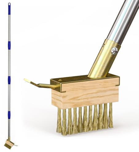 PCVANLEY Brosse de Jardin en Acier Inoxydable de 150 cm pour enlever la Mousse, Convient pour Nettoyer Les terrasses, Les allées, Les pavés en Blocs