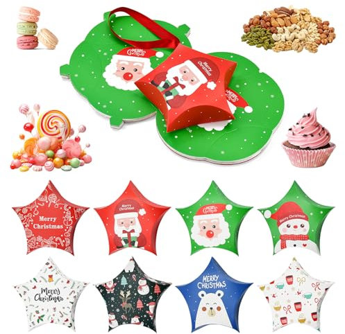 DTYGUIXE 24 Stück Weihnachten Geschenkboxen Set, Leere Geschenkkarton, Keksschachtel, Pralinenschachtel mit Bänder für Schmuck, Ohrringen, Halsketten, Schlüsselanhängern, Süßigkeiten, Keksen