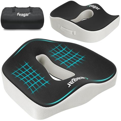 Feagar Sitzkissen in Extra-Größe: Memory-Foam-Sitzkissen, Orthopädisches Sitzkissen, mit Sitzring für Steißbein Entlastung, optimal für Lange Sitzzeiten, Schmerzlinderung im Unterkörper (Extra-Größe)