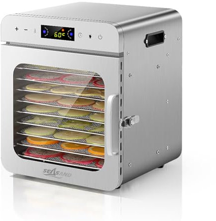 Food Dehydrator Machine | 10 Stainless Steel Trays, Ozone Deodorization, Independently Control Temperature And Time, Rear-Mounted Fan, 24 Hours Timer - Max Temperature 90℃