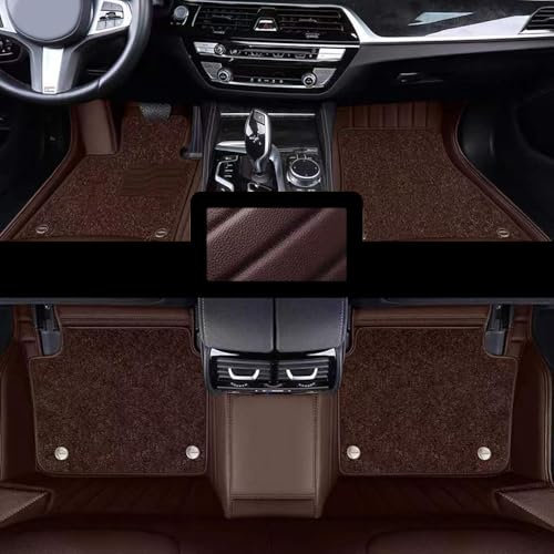 Nach Maß Fussmatten Auto für Mazda CX-80 2024. Doppelschichtiges Design Sternenhimmelteppich Antirutschmatte Auto Umweltfreundliches Leder,Coffee-LHD