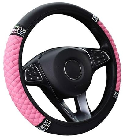 Flaconi Couvre Volant Voiture,Couvre Volant,Accessoire Voiture Tuning,Protege Volant Voiture,Housse Volant Voiture,Protection Volant Voiture,Protege Volant,Convient pour SUV (Rose)