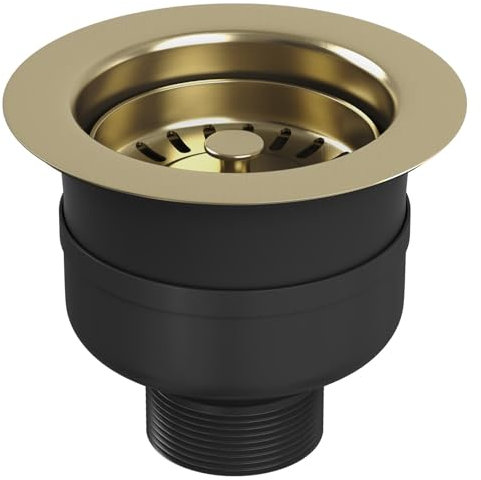 Liquida TF738BR TOP-FIX 90mm Brushed Brass Basket Strainer Kitchen Sink Waste