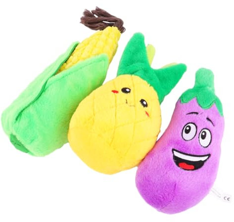 GREENADSCAPE 3stücke Plüschtier Obst Gemüse Design Spielzeug Mit Quietschsound Für Hunde Und Katzen Plüschtier Für Haustiere Pädagogisches Spielzeug Für Haustiere