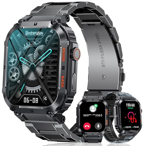 MEGALITH Smartwatch Herren Fitness Uhr: 1,96 Zoll Wasserdicht Sport Smart Watch Männer - Tracker Fitnessuhr Schrittzähler Kompatibel iOS Android
