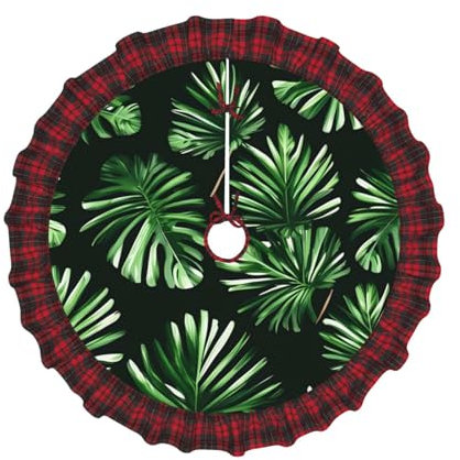 Foglie verdi di palma, stampa tropicale, gonne di albero di Natale, stuoia con per Buon Natale, festa, decorazioni rustiche vintage