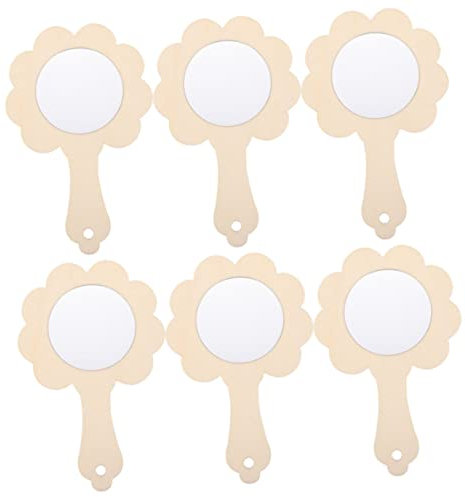 Vaguelly Bemalbare Kinderspiegel 6-teiliges Mini-Spiegel-Set Aus Holz Unlackierte Handspiegel Für Kinder Kreative Dekoration Für Zuhause
