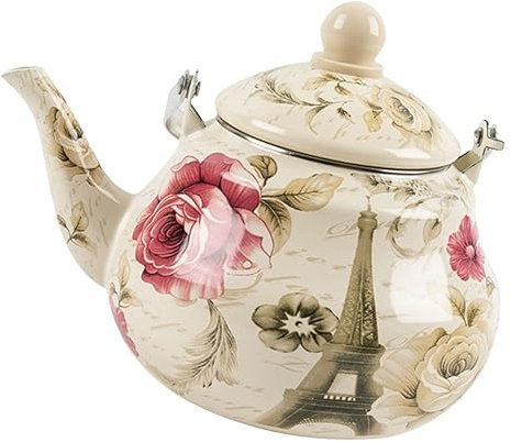 PHENOFICE Birnenförmiger Wasserkocher aus Emaille Geräumiger für Küche Dickere mit Flachem Boden für Teezubereitung