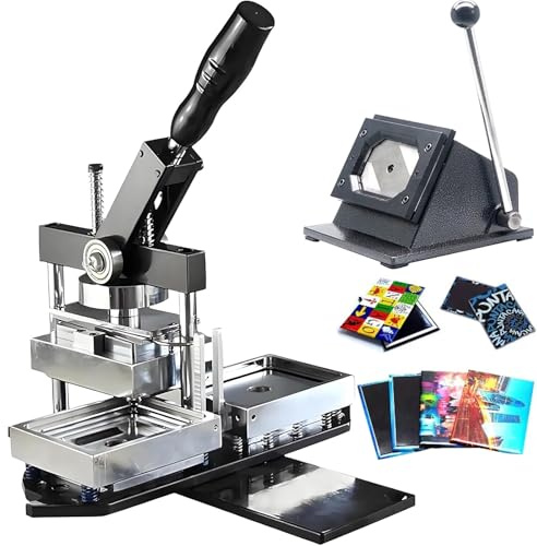 80x53 mm Rectangle Photo Fridge Badge Magnet Maker Machine with Paper Cutter - Create Custom Magnets & Badges Easily, Includes 100 Pieces Magnetic Sheets