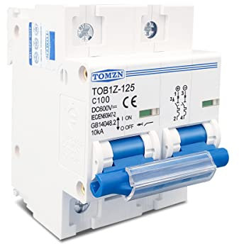 Leitungsschutzschalter,Sicherungsautomat 2P DC MCB 600V 125A 100A 80A Leistungsschalter for pv. System C Kurven-Batterie-Hauptschalter(100A)