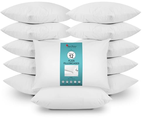 GC GAVENO CAVAILIA 12 Pairs Microfiber Pillowcases - Plain Dyed Housewife Style - Soft, Breathable & Durable - Fade, Wrinkle & Shrink Resistant - Machine Washable - Standard Size (75x50 cm) - White