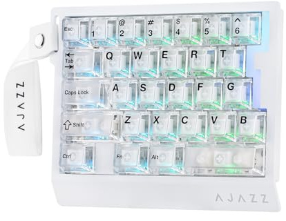 MechLands AK029 Einhändige Gaming-Tastatur, 8K-Abfrage, 29 Tasten | Hall-Effect-Tastatur mit SOCD/DKS, Magnet-Schaltern, einstellbarer Auslösung, RGB-Beleuchtung, Alu-Platte (Weiß Transparent)