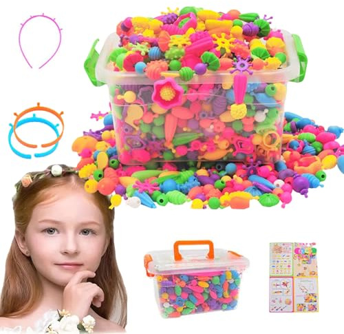 Pop-Perlen-Schmuckset – 200-teiliges Snap-DIY-Perlen-Set, Pädagogisches Handgefertigtes Handwerk, Multifunktionales Puzzle-Spielzeug | Kreative Aktivität Zur Schmuckherstellung Für Kinder, Teenager, F