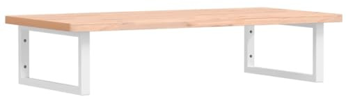 vidaXL Waschtischplatte mit Halterung, Holzplatte Waschtischkonsole Wandmontage, Waschbeckenplatte Wandkonsole Wandregal, Stahl Massivholz Buche