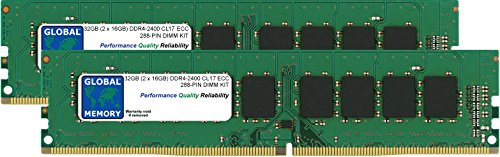 32GB (2 x 16GB) DDR4 2400MHz PC4-19200 288-PIN ECC DIMM (UDIMM) MEMORY RAM KIT COMPATIBLE WITH SERVERS/WORKSTATIONS/MOTHERBOARDS (*NOT FOR PCs*)