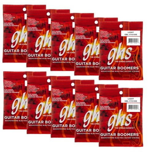GHS Strings GBL Gitarrensaiten, vernickelt, für E-Gitarre, leicht, 10-46, 10 Stück