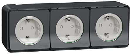Schneider Electric MUR36038 Schuko Dreifach-Oberfläche, 16 A