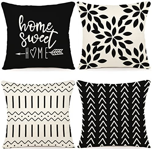 YCOLL Kissenbezüge 4er Set Kissenbezüge leinen Kissenbezug Dekokissen Kissenbezüge für Sofa Gartenbett Couch Kissen 45x45cm (4er Set)