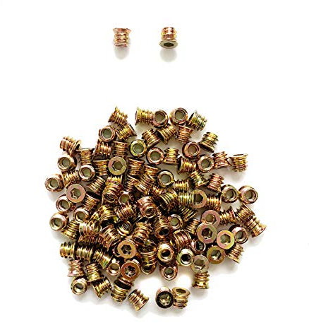 LIKERAINY 200Pcs Dado Esagonale Manicotti con Inserto Filettato M6 x10mm Dadi per Inserti Dado a Vite in Metallo Placcato Zincato per Mobili de Legno