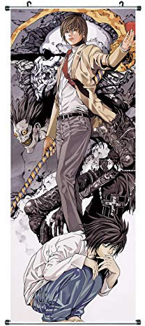 CoolChange Großes Death Note Rollbild | Kakemono aus Stoff | Poster 100x40cm | Motiv: L & Light Yagami
