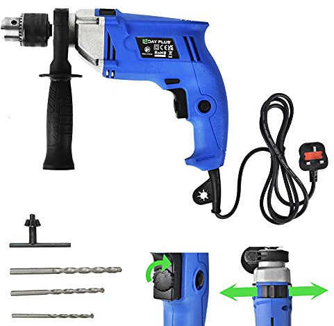 850W Electric Impact Drill Hammer 3000RPM Rotary Hammer Drill Hand Corded Hammer Drill Set Variable-Speed Trigger, 360° Rotating Handle for Drilling in Wood, Steel, Concrete #YL01
