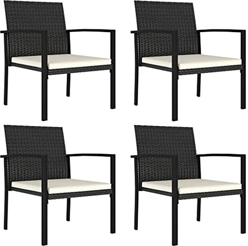 Garten-Essstühle 4 STK. Poly Rattan Schwarz,Regiestühle,Gartenstuhl,Gartensessel,eignet für Terrasse, Garten oder Wintergarten,58.5 x 53 x 83 cm