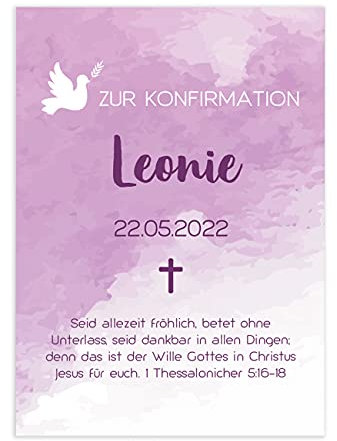 Herz & Heim® Klappkarte zur Konfirmation in Watercolor-Optik und 2 verschiedenen Farben Lila