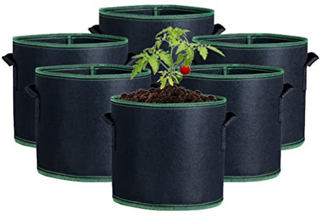 Stareal 6 Pack 3.5L Vegetable Growing Bag, Jardinage Plant Growing Bag Pot Respirable pour Plantes Non Tissées avec Poignée Intérieur Et Extérieur Vegetable/Floral/Plant/Fruit Growing Container