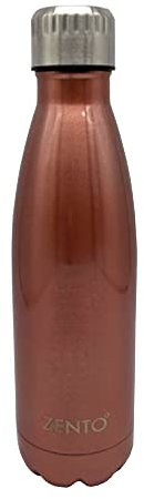Zento Stainless Steel Insulated Vacuum Water Bottle–500ml, Thermo-Shield Technology, BPA-Free, Cold for 24 Hours & Hot for 12 Hrs, Reusable Drinking Bottle with Multi-Purpose Use (Metallic Rose Gold)