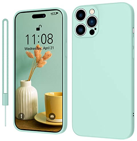 KPPIT iPhone 14 Pro Case Silicone, iPhone 14 Pro Protective Case,Ultra Slim Soft Gel Anti-Scratch,Microfiber Lining,Rubber Shockproof Case Cover Light Cyan [6.1 inch]