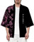 Veste Kimono Homme Manches 3/4 Japonais Style Ouvert Cardigan Impression de Motifs de Grue, 3XL Noir Rose