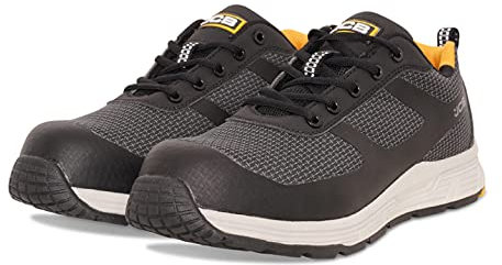 JCB Sicherheitsschuhe für Herren – 100 % funkenfrei – schwarze Schuhe – wasserdicht – Glasfaser-Zehenkappe – Arbeitssneaker für Herren – Herrenschuhe, Schwarz , 42 1/3 EU