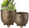 Set of 2 Vintage Plant Pots Indoor, Ceramic Plant Pot Plant Pots with Legs Bronze Flower Pot Decorative Garden Planters for Mini Plant Succulent Orchid, Footed Small Plant Pot 10.5/13.5CM
