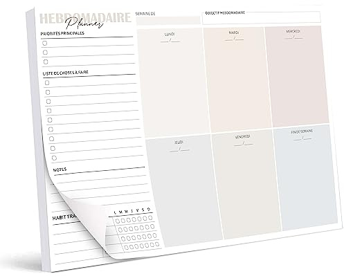 Biroyal Bloc planificateur hebdomadaire A4 sans date fixe (50 pages), 2026 calendrier avec aperçu hebdomadaire et suivi des habitudes pour les rendez-vous
