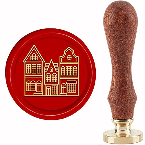 craspire Haus-Wachssiegelstempel Für Zuhause, Abnehmbare Messing-Siegelstempelköpfe, Ersatz, 30 mm, Mit Vintage-Holzgriff Für Umschläge, Briefe, Einladungen, Karten, DIY, Basteln, Geburtstag