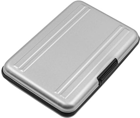 NUZAMAS Memory Card Storage Box Aluminum Shock Resistant Carrying Box Memory Card Case Holder 16 Slots for SD SIM CF NANO TF Cards Silver