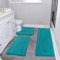 Pauwer Juego de 3 alfombrillas de baño antideslizantes, de microfibra peluda, lavables a máquina, con tapete para inodoro, absorbente y suave, color turquesa