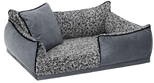 DOGGY Hundebett, Hundematratze, Hundecouch, für kleine und mittel Hunde, Hundekissen, Hundekorb, Haustier, Schlafplatz, Hundemöbel, Anthrazite, M: 55x40 cm