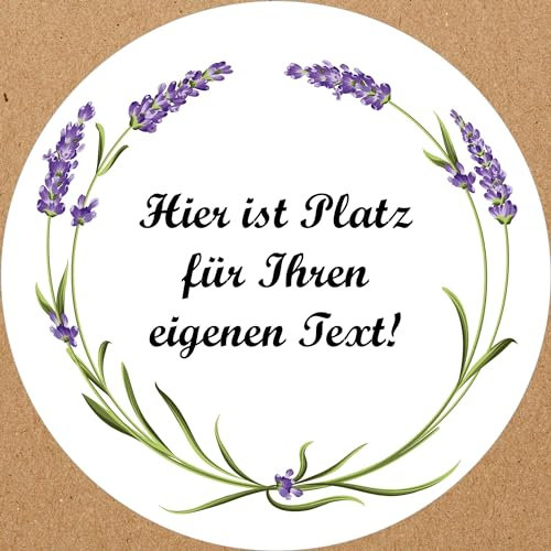 INDIGOS UG - Aufkleber selbst gestalten Blumenmuster - bunt - Lavendel 3 - Wunschtext - 35 Stück - 40mm - personalisierte Geschenke - Etiketten selbstklebend - Dekoration Verpackung von Geschenken