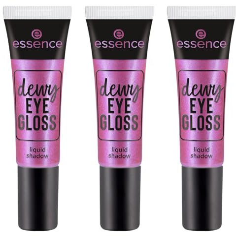 essence dewy EYE GLOSS liquid shadow, Lidschatten, Nr. 02, Rot, weichzeichnend, strahlend frisch, vegan, Nanopartikel frei, ohne Parfüm, ölfrei, 3er Pack (3x8ml)