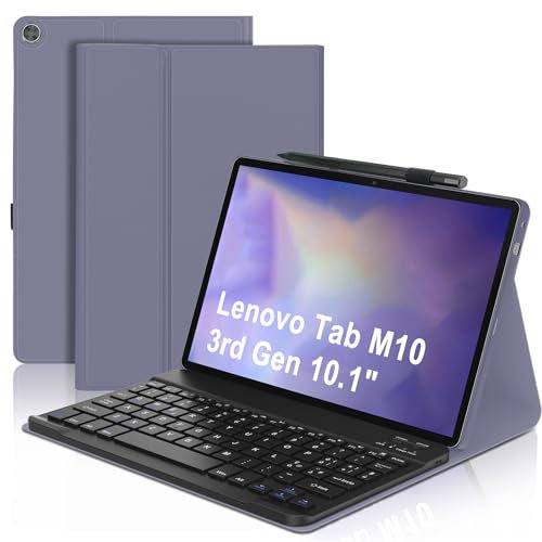 WINCHKING Tastiera con Custodia per Lenovo Tab M10 3rd Gen 10.1, Tastiera Italiano Slim Bluetooth Rimovibile per Lenovo Tab M10 3rd Gen TB-328FU/TB-328XU, Viola lavanda
