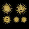 Glitzerdeals Bügelbilder Glitzer Sonne mit Gesicht Set Sonnen gold Aufbügler für Textilien Karneval Kostüm Sonne Bügelflicken Sonnen Fasching Patch zum Aufbügeln Sonne