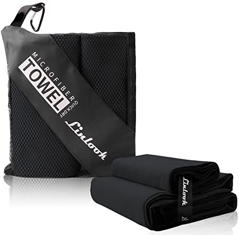 Linlook Microfaser Handtücher 100x50cm 2 Stück - Schnelltrocknend und Kompakt Sporthandtuch Fitness Handtuch Reisehandtuch für Camping Gym Sport Travel Yoga