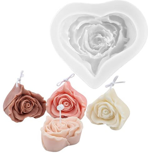 Silikonform Blumen Liebe Rose Kerzenform Silikon 3D Kerzenform Blumen Kerzen Silikonform für die Herstellung von handgefertigten Duftkerzen, Seifen, Gips Harzhandwerk, etc.