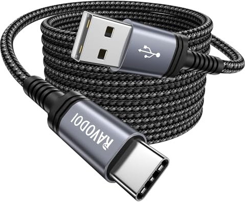 Extra lungo Cavo USB C 3 Metri, Cavo USB Type-C Ricarica Rapida Nylon Cavetto USB tipo C per iphone 15 Pro max, Samsung Galaxy S24 S23 S22 S21 S20 S23 S10 A12 A21s A20e A40 A32, Google Pixel 7 6, PS5