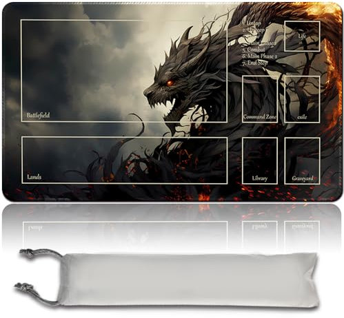 Board Game MTG Playmat Free Waterproof Bag, Sewn Edges,Card Enthusiasts TCG Playmat Mouse Pad MTG Game Mats With Zones (Original Playmat) (With Zone,Black Phyrexian Obliterator)